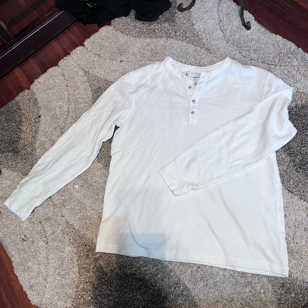 Goodfellow & Co Men's Cream Long Sleeve Henley Shirt
